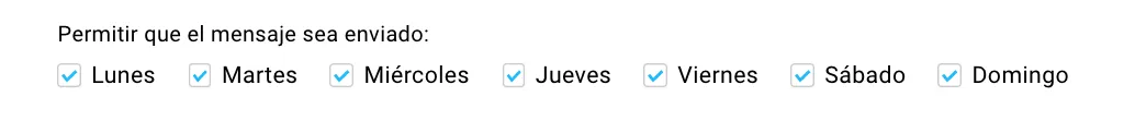 Permitir que el mensaje sea enviado en días específicos