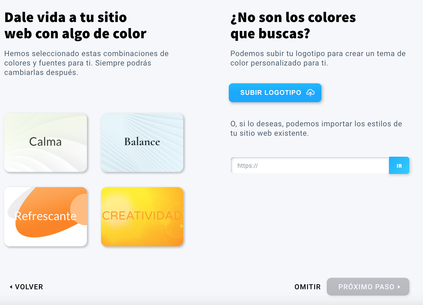 establecer un esquema de colores para su sitio web