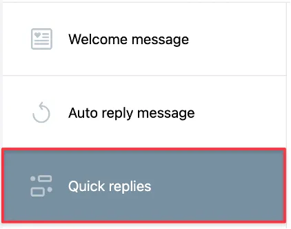 Quick replies tile shown. 