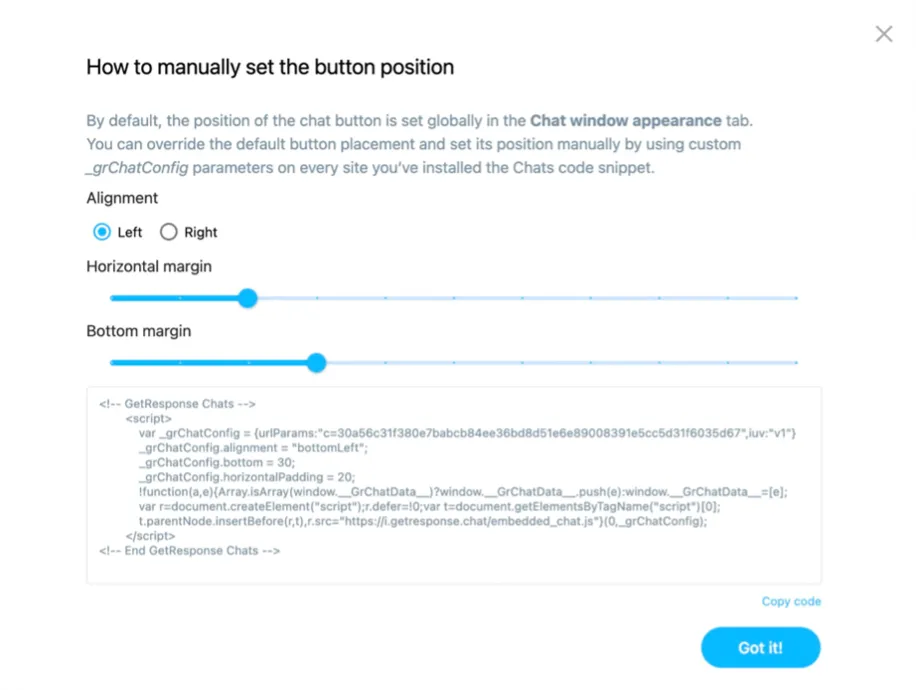 How to manually set the button position window shown.