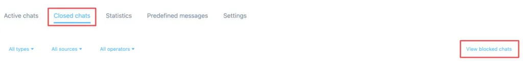 Closed chats and View blocked contacts shown. 