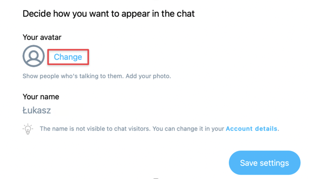 Your avatar and Change button shown.