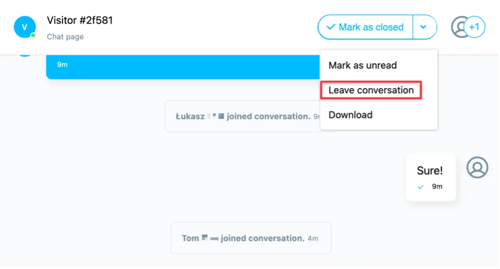 Leave conversation button shown. 