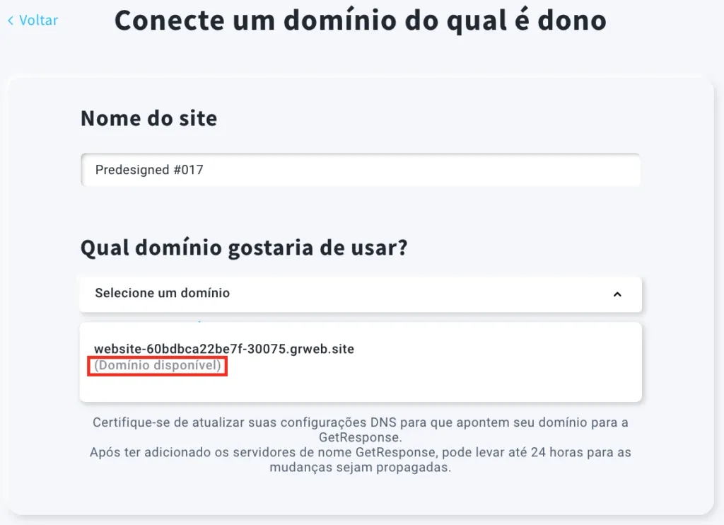 Domínio disponível