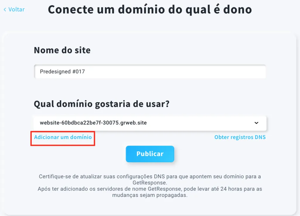 adicionar um domínio