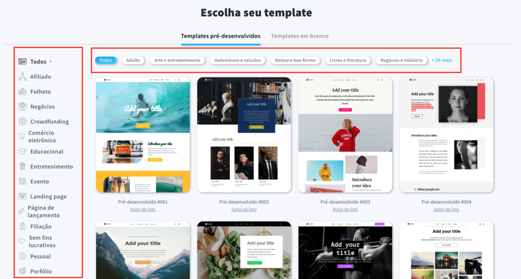 escolher template