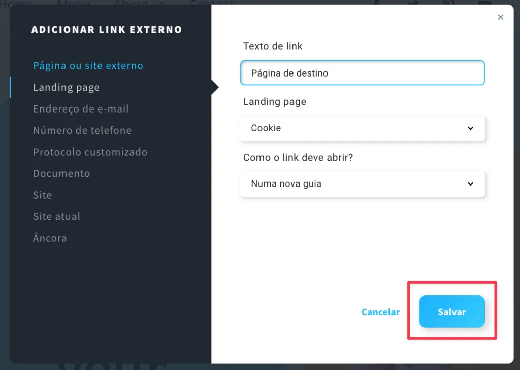 salvar link externo