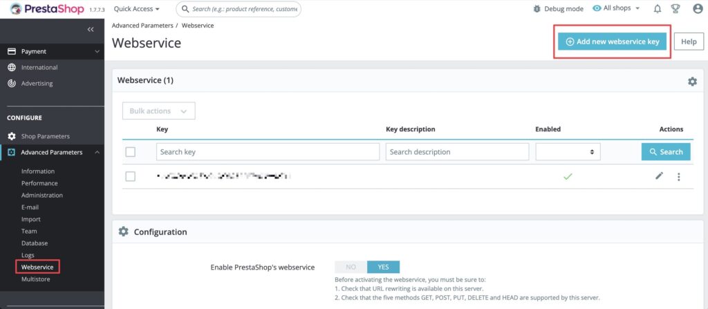 PrestaShop add new webservice