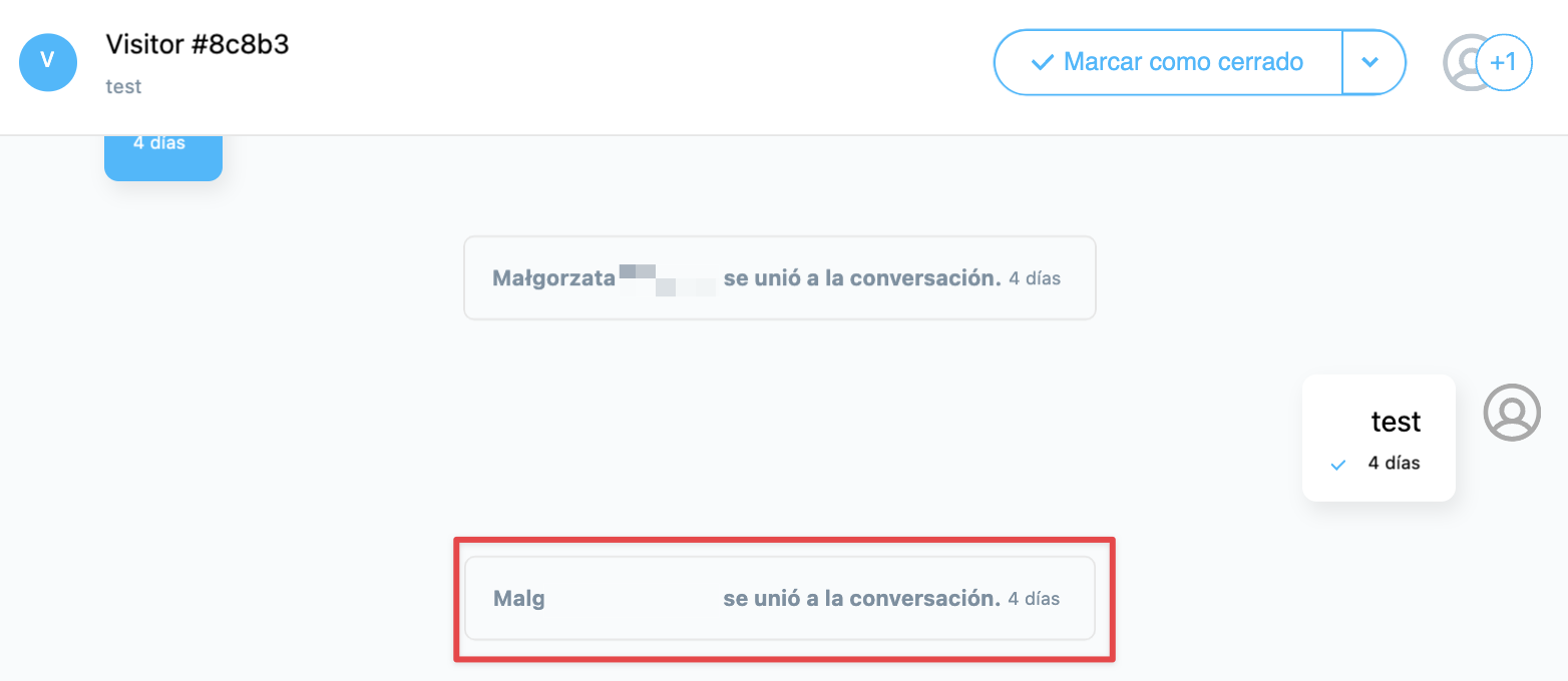 Se muestra otro operador que se unió a la conversación.