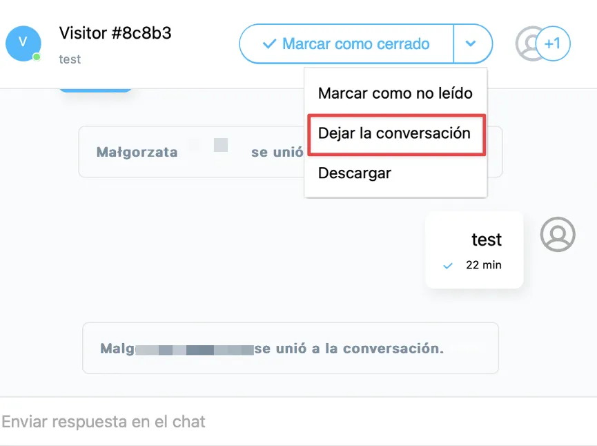 Deje el botón de conversación mostrado.