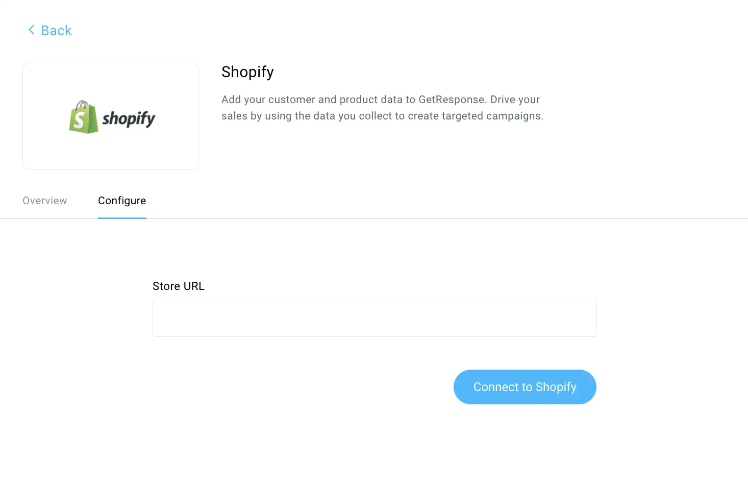 Connect to Shopify.