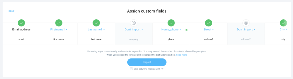 Custom fields mapping.