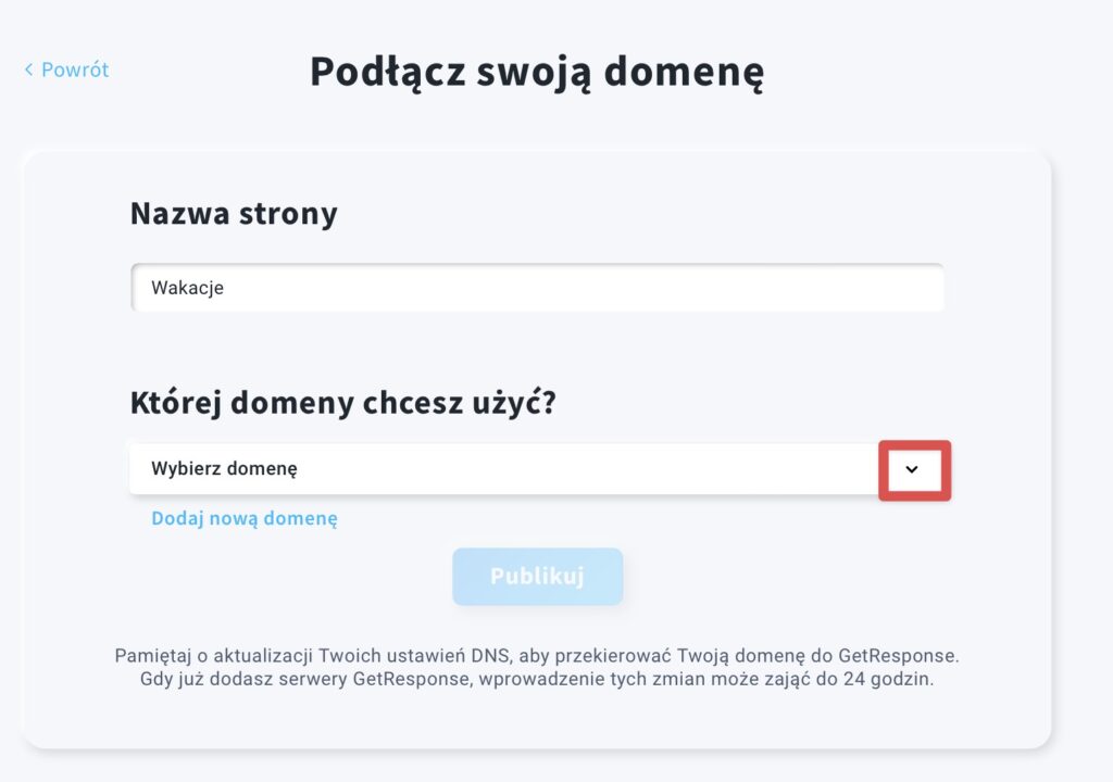 Której domeny chcesz użyć?