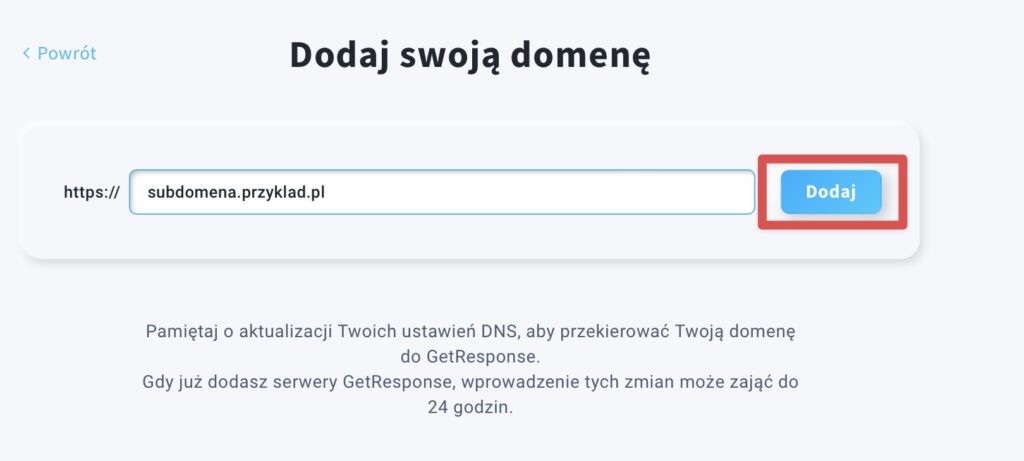 Dodaj swoją subdomenę