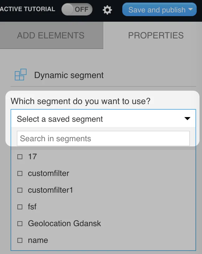 select a saved segment