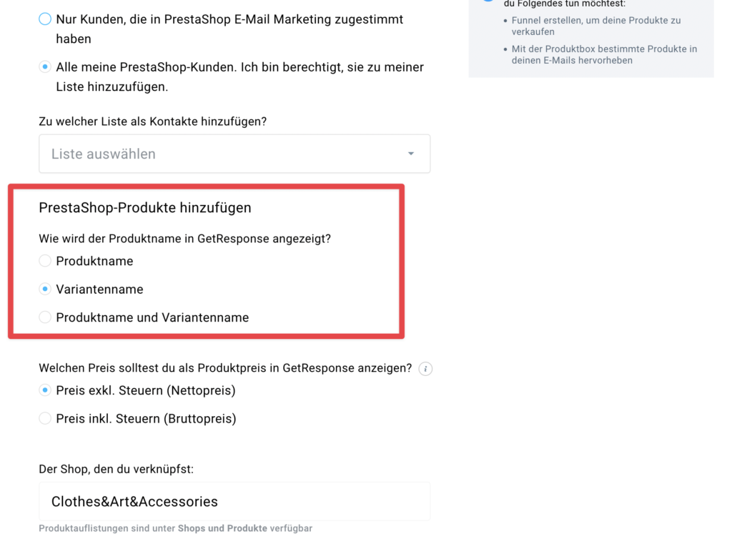 Produkte hinzufügen