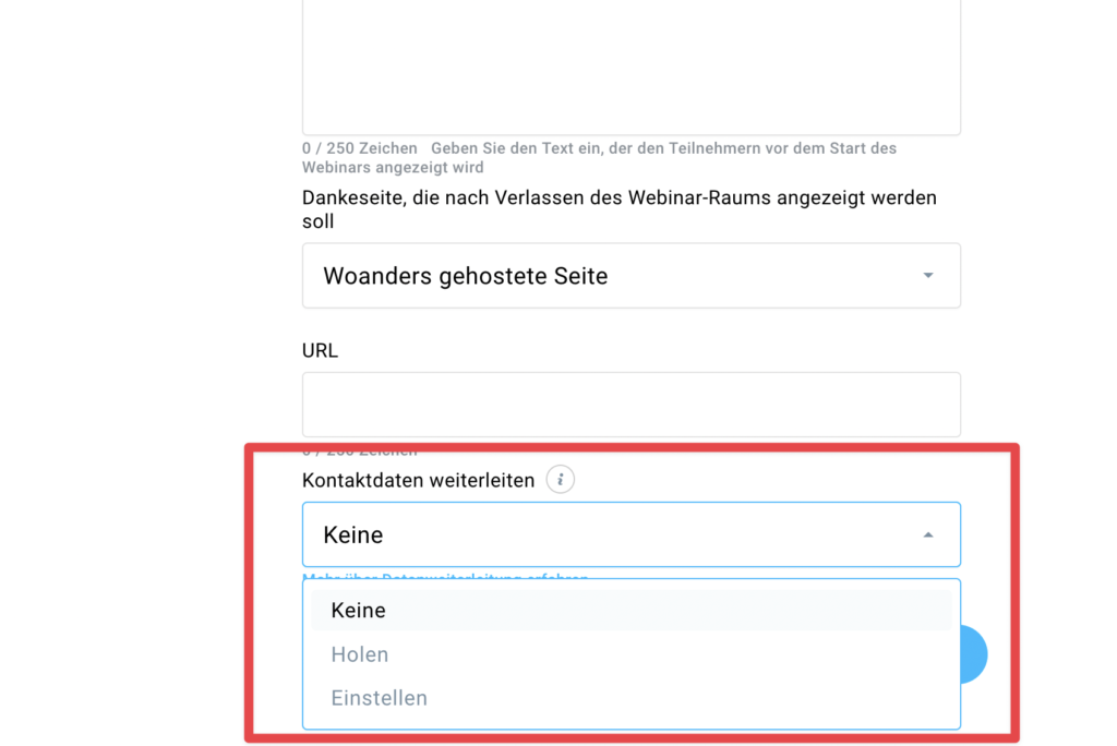 Kontaktdaten weiterleiten