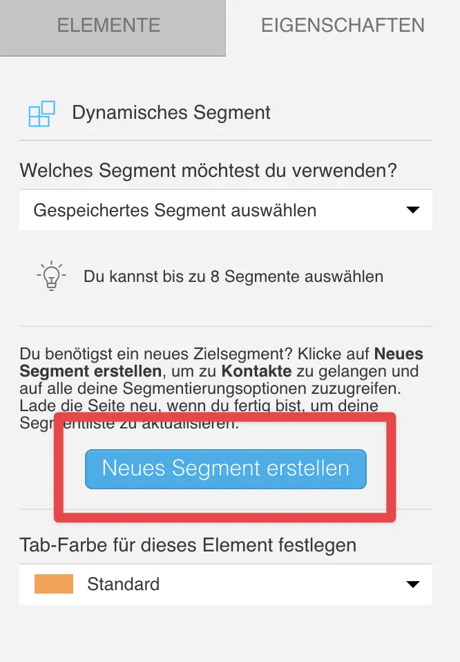 Neues Segment erstellen