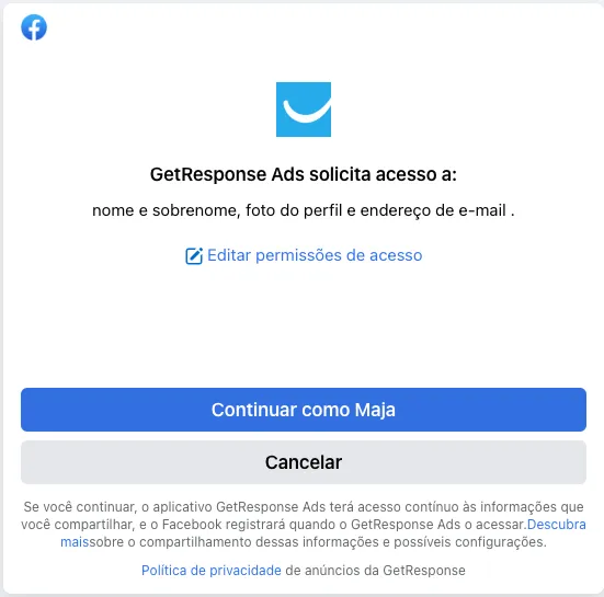 Como posso conectar com o Facebook e quais informações serão