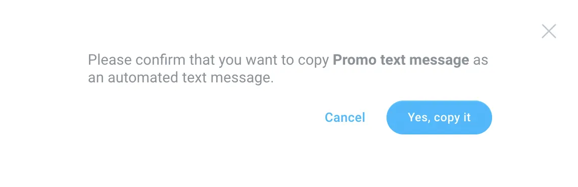 copy SMS popup