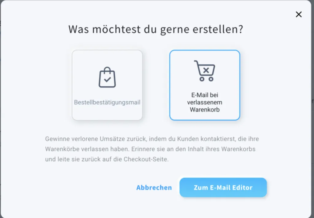 Email bei verlassenem Warenkorb