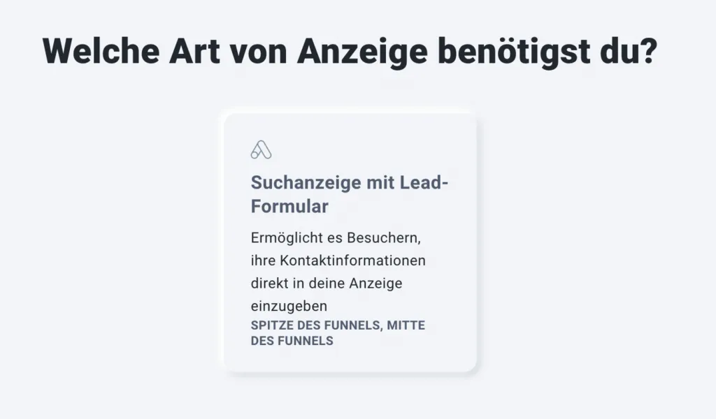 Suchanzeige mit Leads-Formular