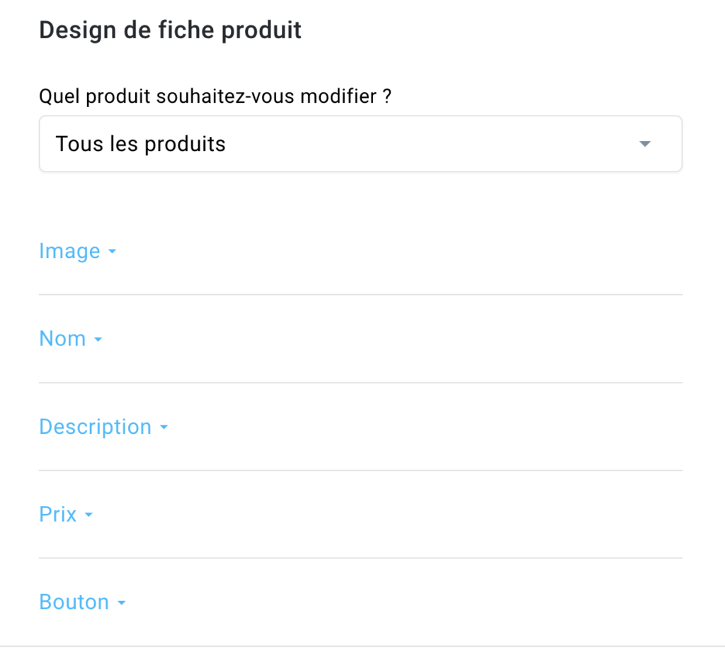 Design de fiche produit