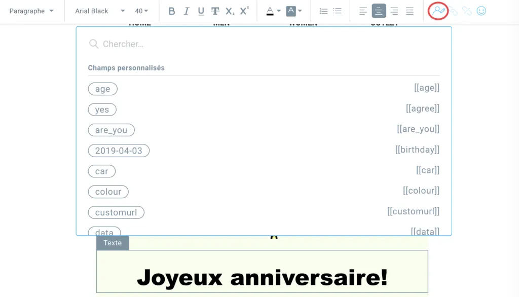 Comment puis-je personnaliser mes e-mails ?