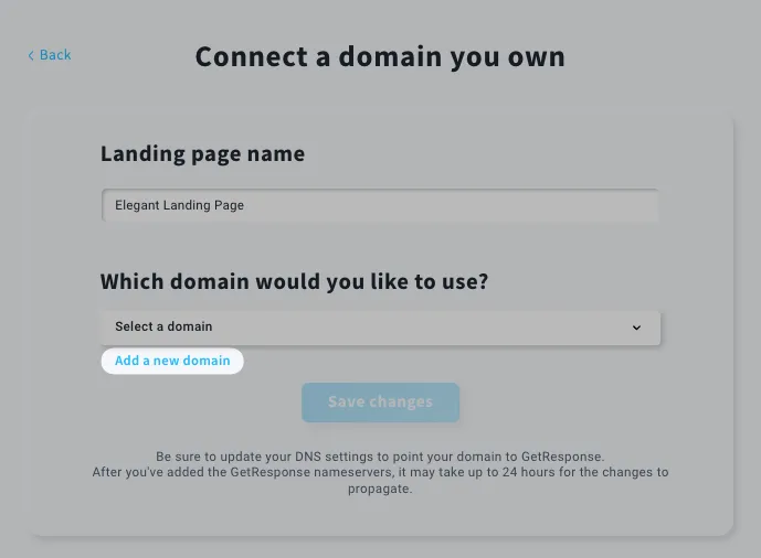 add a new domain to the landing page