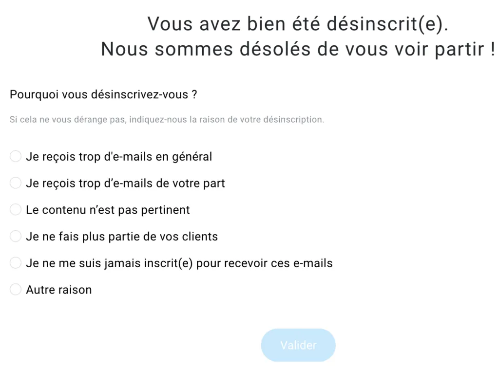 Un motif de désabonnement