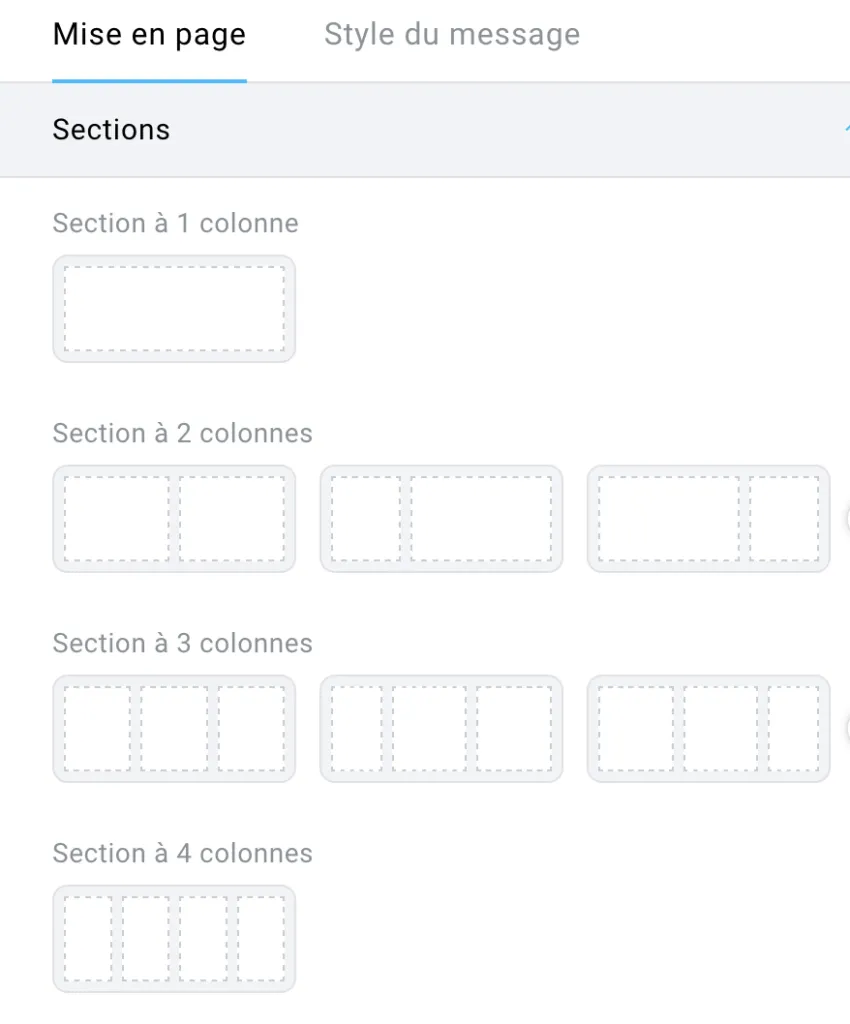 Les modèles de section prédéfinis