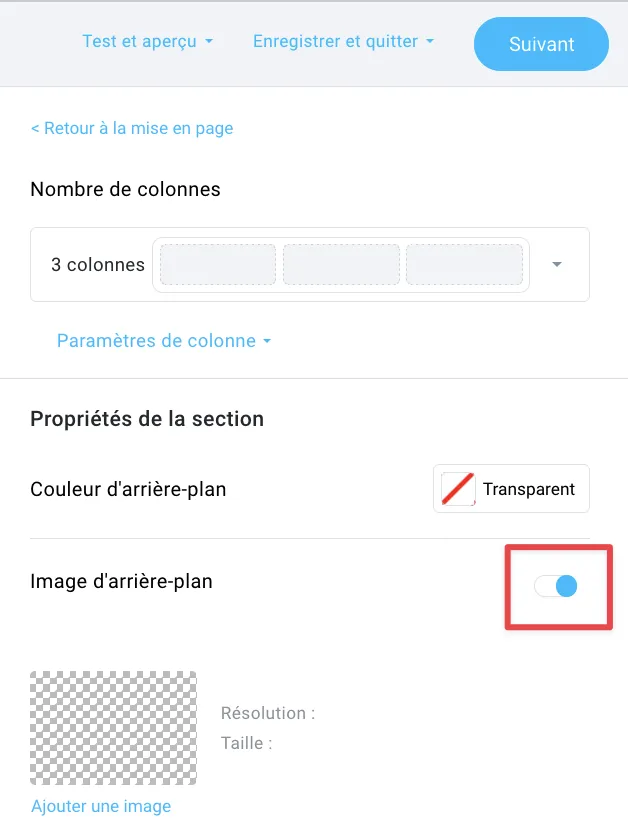 Image d'arrière-plan de section