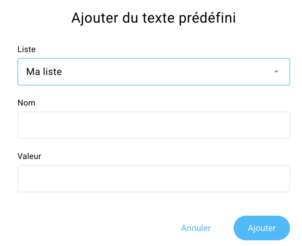 Ajouter du texte prédéfini