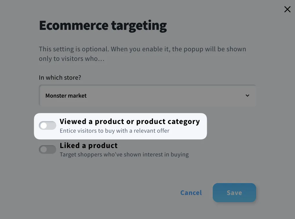 product view in popups