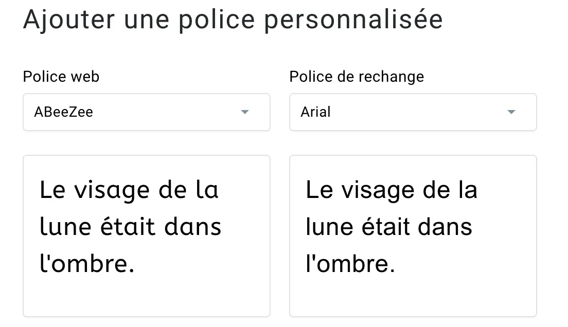 Définir une police de rechange