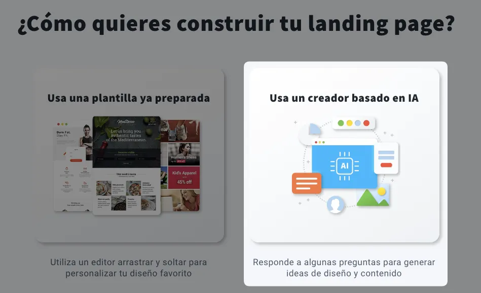 editor basado en IA para landing pages en GetResponse