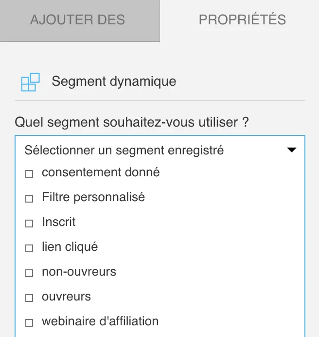 Sélectionnez un segment enregistré