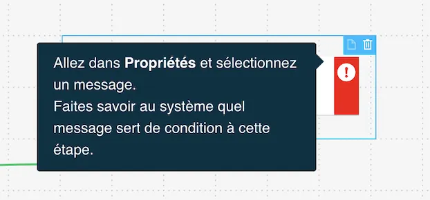 Le flux de travail ne peut pas être publié - le point d'exclamation
