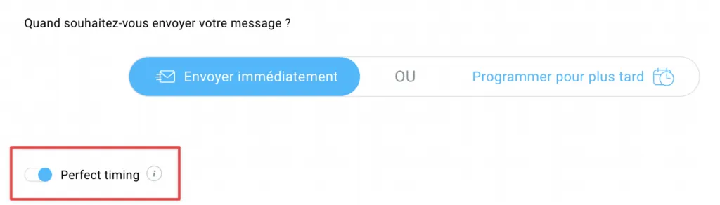 Option Perfect Timing dans les paramètres de la newsletter