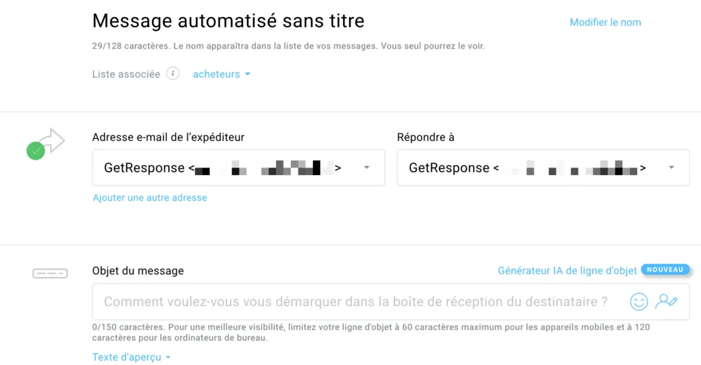 Paramètres des messages d'automatisation