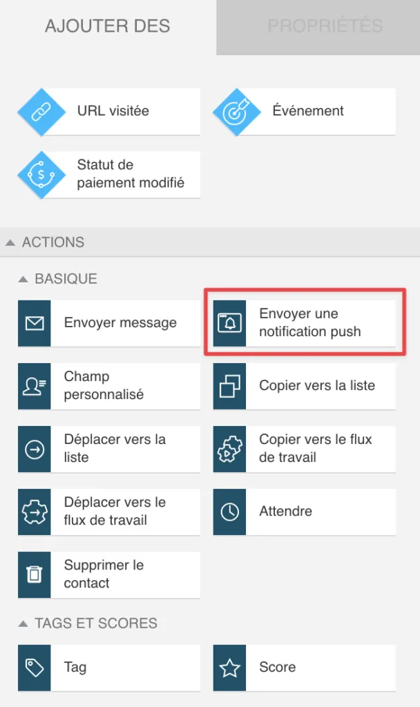  L'action Envoyer une notification push