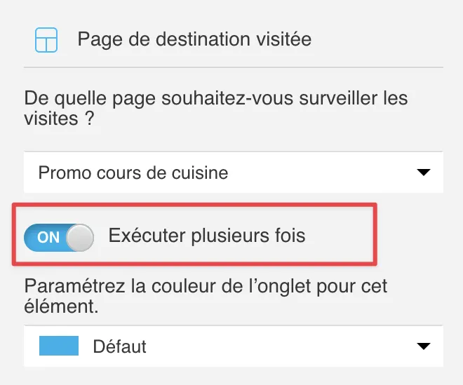 Page de destination visitée - Exécuter plusieurs fois
