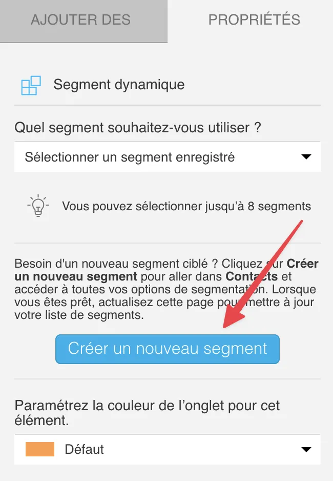Configuration - le filtre - Créer un nouveau segment
