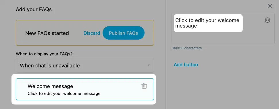 Editing FAQ welcome message