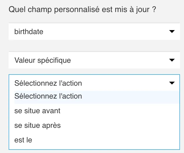 Champ personnalisé modifié - basé sur la date