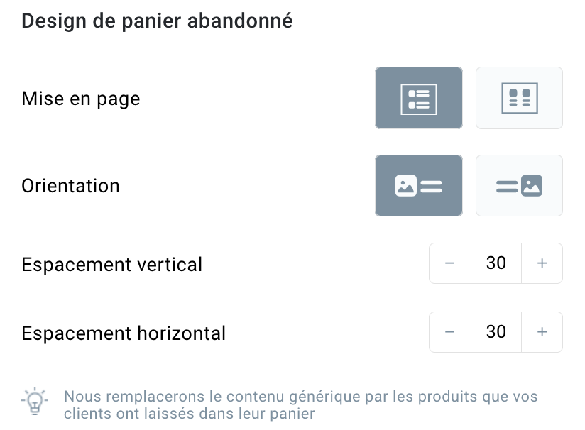 Le design du panier abandonné