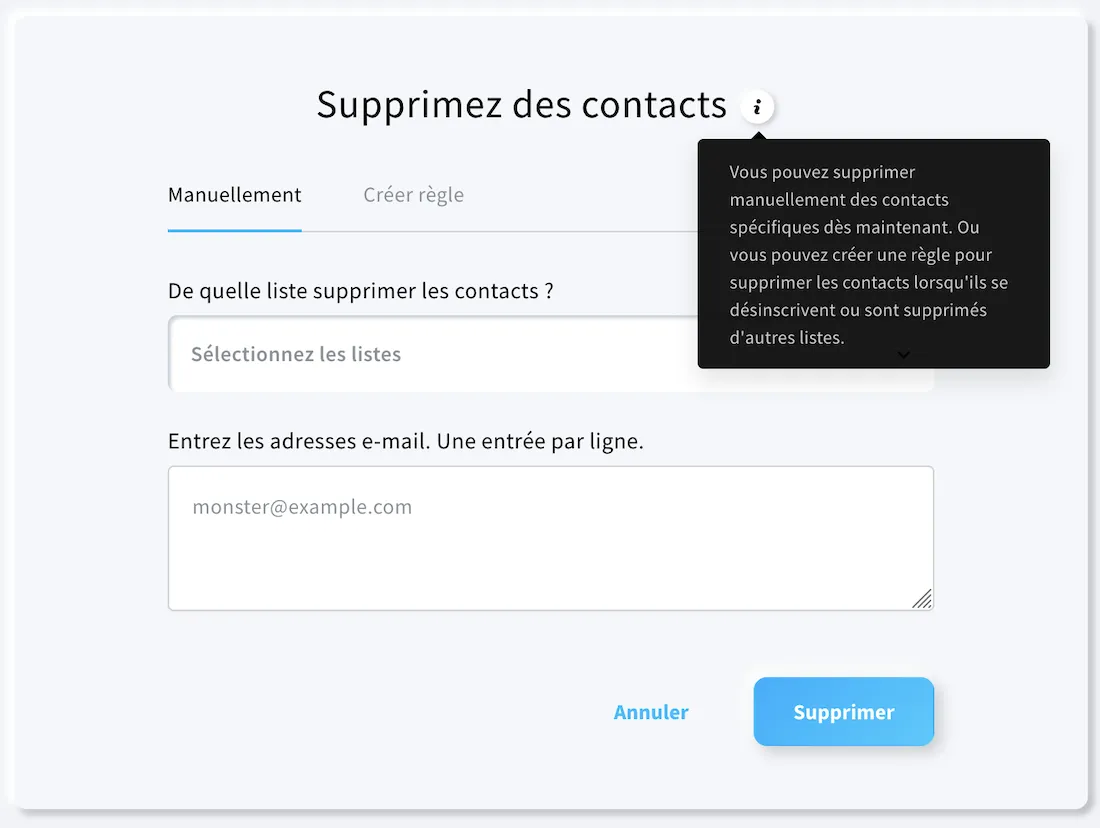 Supprimer des contacts