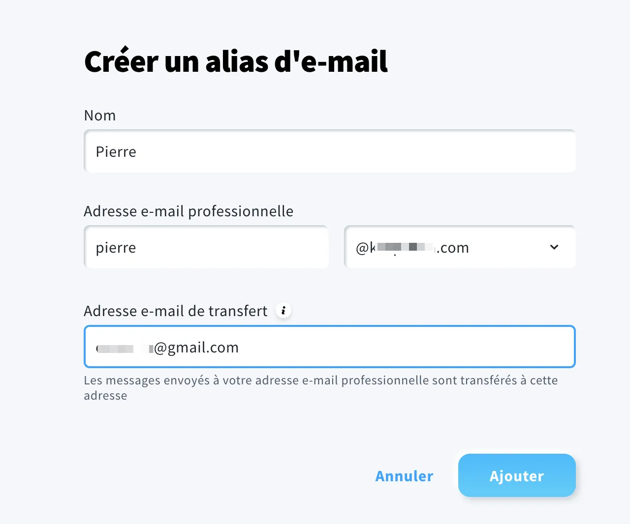 Créer un alias d'e-mail