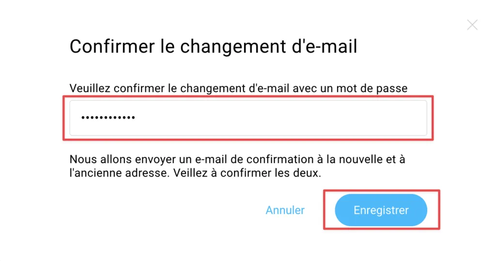 Confirmer le changement d'e-mail