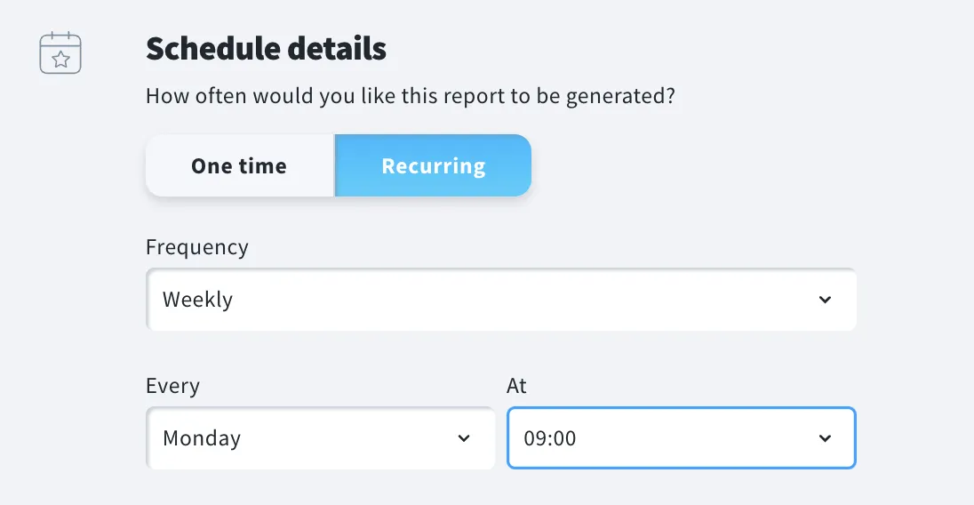 custom reports frequency